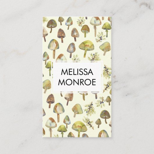 Wasserfarbenwald Botanischer Pilz Pilze Natur Visitenkarte (Vorderseite)