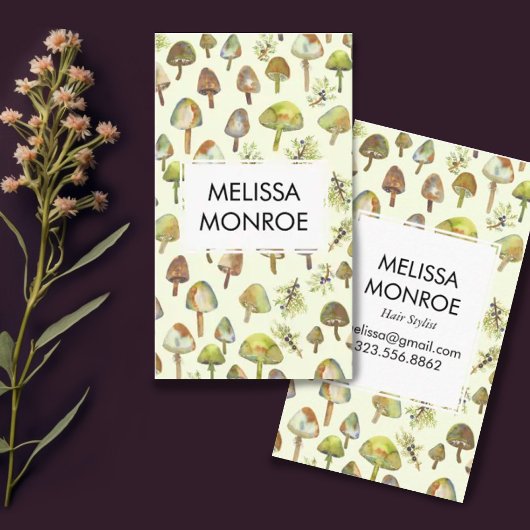Wasserfarbenwald Botanischer Pilz Pilze Natur Visitenkarte
