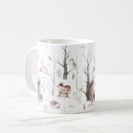 Wasserfarbenwald Freunde Kinderdusche Kaffeetasse (Vorderseite Links)