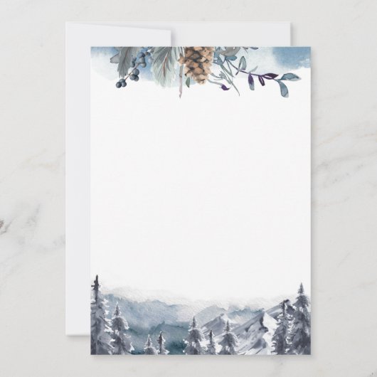 Wasserfarbenwald, Gebirgsziel, Hochzeit Einladung (Rückseite)