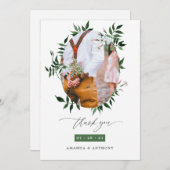 Wasserfarbenwald Grüne Hochzeitsszenario Foto Coll Dankeskarte (Vorne/Hinten)