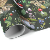 Wasserfarbenwald Grüne Pilze Berries Fall Geschenkpapier (Rolleneckpunkt)