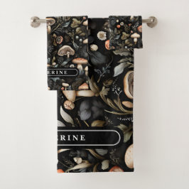 Wasserfarbenwald Grüne Pilze fallen Badhandtuch Set