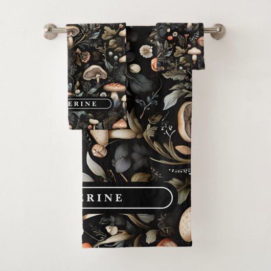 Wasserfarbenwald Grüne Pilze fallen Badhandtuch Set (Insitu)