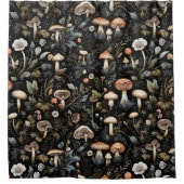 Wasserfarbenwald Grüne Pilze fallen Duschvorhang (Vorderseite)