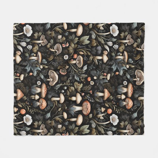 Wasserfarbenwald Grüne Pilze fallen Fleecedecke (Vorderseite (Horizontal))