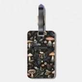 Wasserfarbenwald Grüne Pilze fallen Gepäckanhänger (Rückseite vertikal)