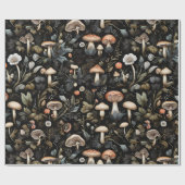 Wasserfarbenwald Grüne Pilze fallen Geschenkpapier (Flach)