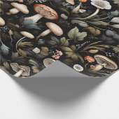 Wasserfarbenwald Grüne Pilze fallen Geschenkpapier (Ecke)