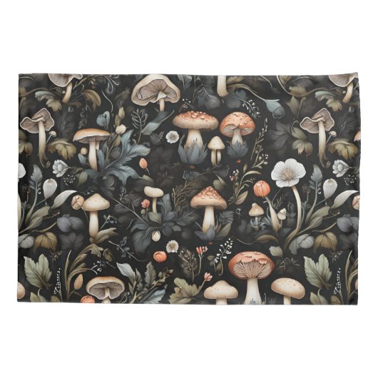 Wasserfarbenwald Grüne Pilze fallen Kissenbezug (Rückseite)