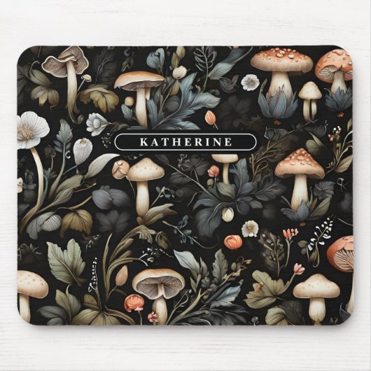 Wasserfarbenwald Grüne Pilze fallen Mousepad (Vorne)