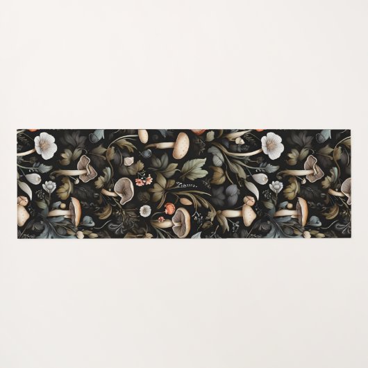 Wasserfarbenwald Grüne Pilze fallen Yogamatte (Rückseite (Horizontal))