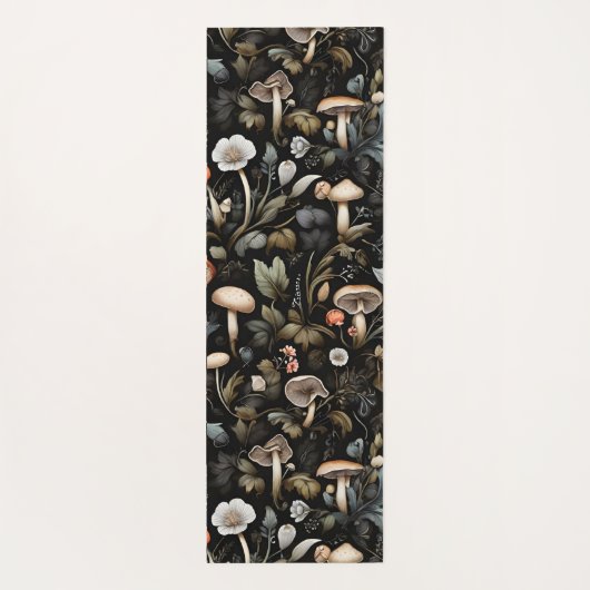 Wasserfarbenwald Grüne Pilze fallen Yogamatte (Rückseite)