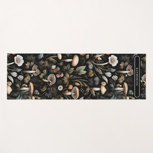 Wasserfarbenwald Grüne Pilze fallen Yogamatte (Vorderseite (Horizontal))