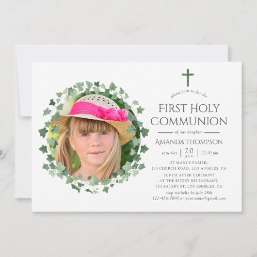 Wasserfarbenwald Grüne Taufe oder Christöne Einladung (Vorderseite)