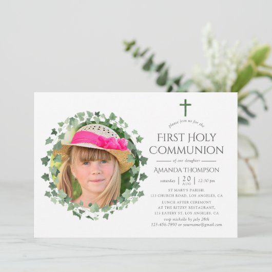 Wasserfarbenwald Grüne Taufe oder Christöne Einladung (Stehend Vorderseite)