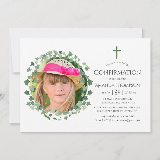 Wasserfarbenwald Grüne Taufe oder Christöne Einladung (Vorderseite)