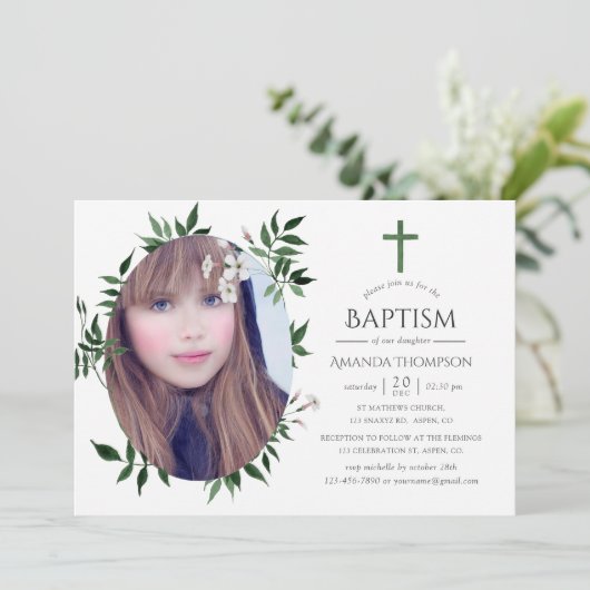 Wasserfarbenwald Grüne Taufe oder Christöne Einladung (Stehend Vorderseite)