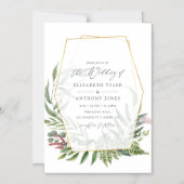 Wasserfarbenwald Herbarium Geometrische Hochzeit Magneteinladung (Vorderseite)