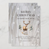 Wasserfarbenwald Hirschwald Schneeflocke Feiertagskarte (Vorne/Hinten)