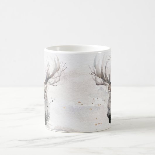 Wasserfarbenwald Hirschwinterfest Tasse (Mittel)