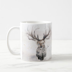 Wasserfarbenwald Hirschwinterfest Tasse