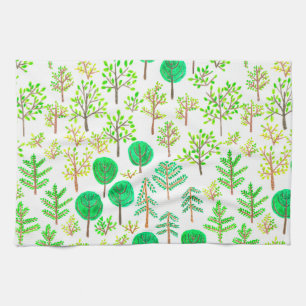 Wasserfarbenwald im Doodstyle Handtuch