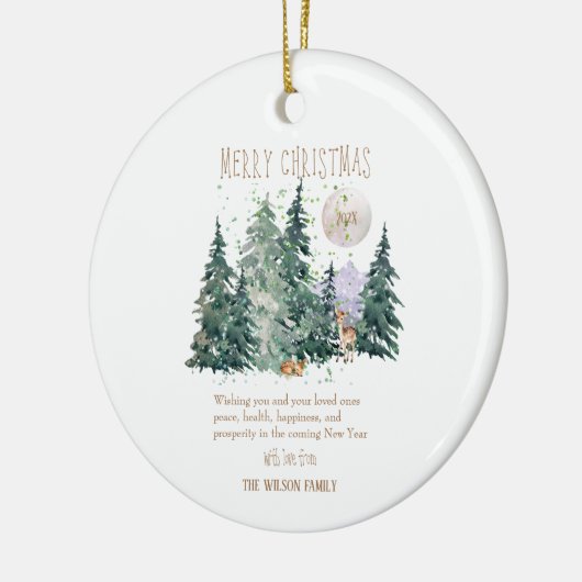 Wasserfarbenwald Keramik Ornament (Links)