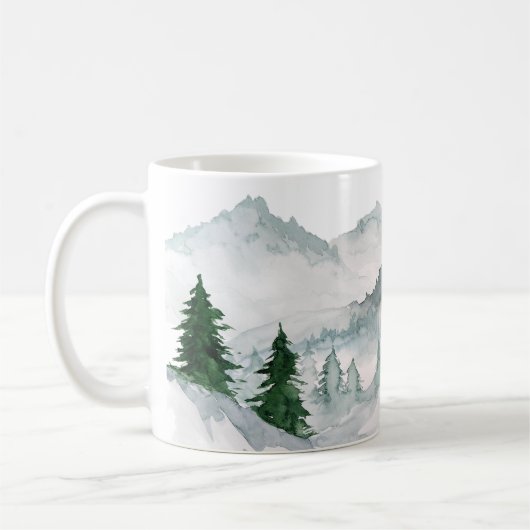 Wasserfarbenwald Landschaft Keramik Kaffeetasse (Links)