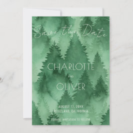 Wasserfarbenwald Moderne Rustikale Hochzeit Save The Date