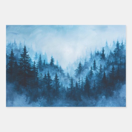 Wasserfarbenwald - Nebst Pinienbäume Geschenkpapier Set (Vorderseite 3)