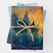 Wasserfarbenwald - Nebst Pinienbäume Geschenkpapier Set (Beispiel)