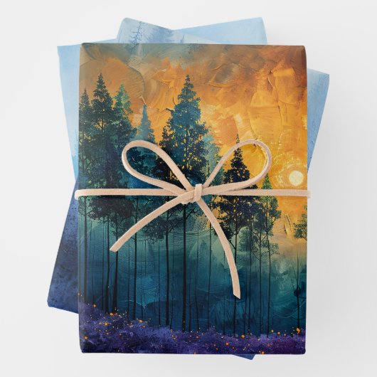 Wasserfarbenwald - Nebst Pinienbäume Geschenkpapier Set (Beispiel)