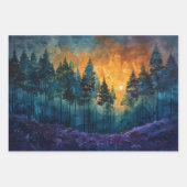 Wasserfarbenwald - Nebst Pinienbäume Geschenkpapier Set (Vorderseite)