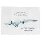 Wasserfarbenwald personalisierte Weihnachten auf e Große Geschenktüte (Rückseite)