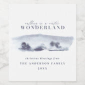 Wasserfarbenwald personalisierte Weihnachten auf e Weinetikett (Einzelnes Label)