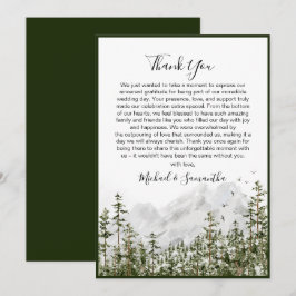 Wasserfarbenwald Rustikale Hochzeit Dankeskarte