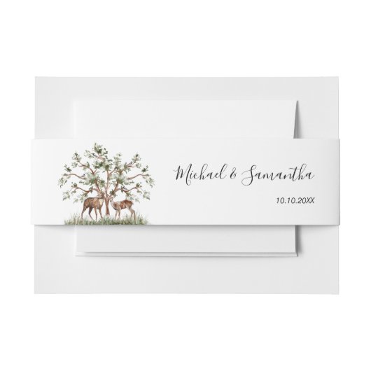 Wasserfarbenwald Rustikale Hochzeit Einladungsbanderole (Vorderseite Beispiel)