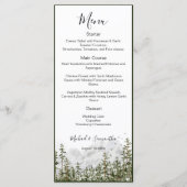 Wasserfarbenwald Rustikale Hochzeit Menükarte (Vorderseite)