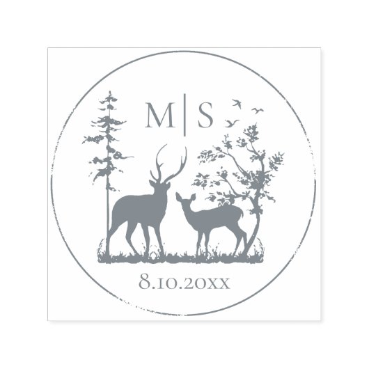 Wasserfarbenwald Rustikale Hochzeit Permastempel (Design)