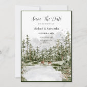 Wasserfarbenwald Rustikale Hochzeit Save The Date (Vorderseite)