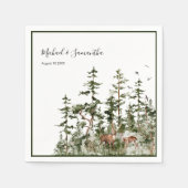 Wasserfarbenwald Rustikale Hochzeit Serviette (Vorderseite)