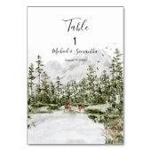 Wasserfarbenwald Rustikale Hochzeit Tischnummer (Vorderseite)