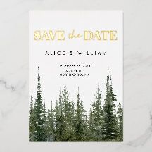 Wasserfarbenwald Rustikale Pinienbäume Save the Da