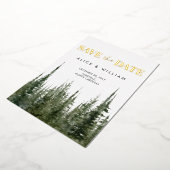 Wasserfarbenwald Rustikale Pinienbäume Save the Da Folieneinladung (Gedreht)