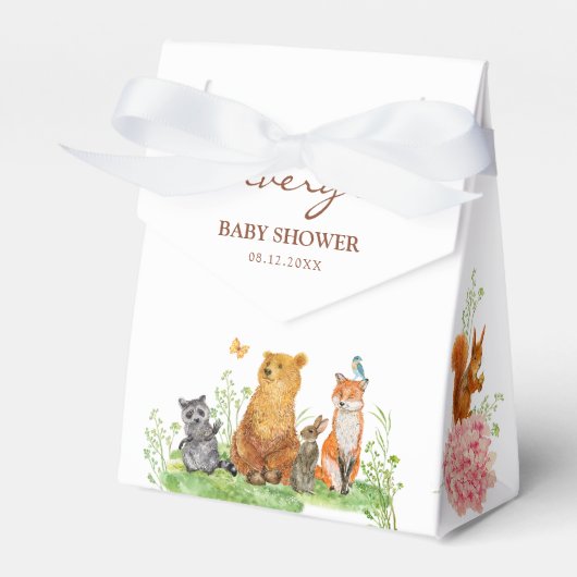 Wasserfarbenwald Tiere Baby Dusche Box Geschenkschachtel (Vorderseite)