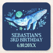 Wasserfarbenwald unter dem Party Navy Blue Rechteckiger Pappuntersetzer (Vorderseite)