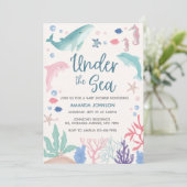 Wasserfarbenwald unter der Kinderdusche des Meeres Einladung (Stehend Vorderseite)