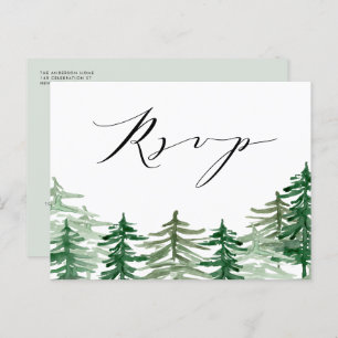 Wasserfarbenwald Waldland Hochzeit QR Code UAWG Postkarte
