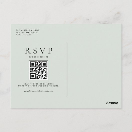 Wasserfarbenwald Waldland Hochzeit QR Code UAWG Postkarte (Rückseite)